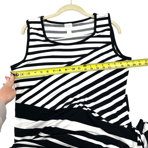 Chicos Collection Size 2 US 12 Large Knit Kit Diagonal Striped Maxi Dress Slinky - Picture 10 of 12